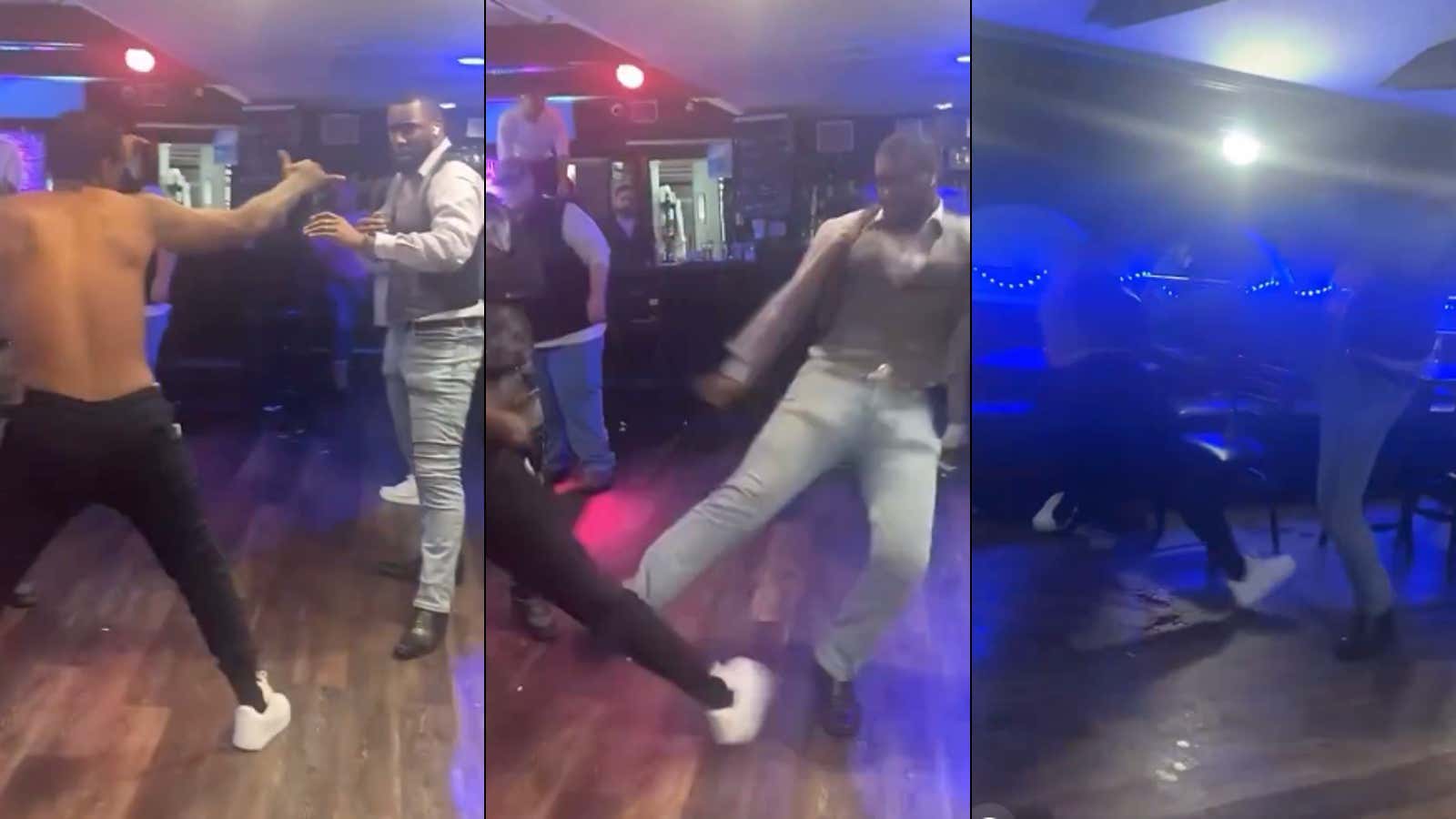 WATCH: Bar Fights Ends With BRUTAL Spartan Kick From A Jacked Dude Wearing Skinny Jeans, Church Shoes, And A Button Down Vest