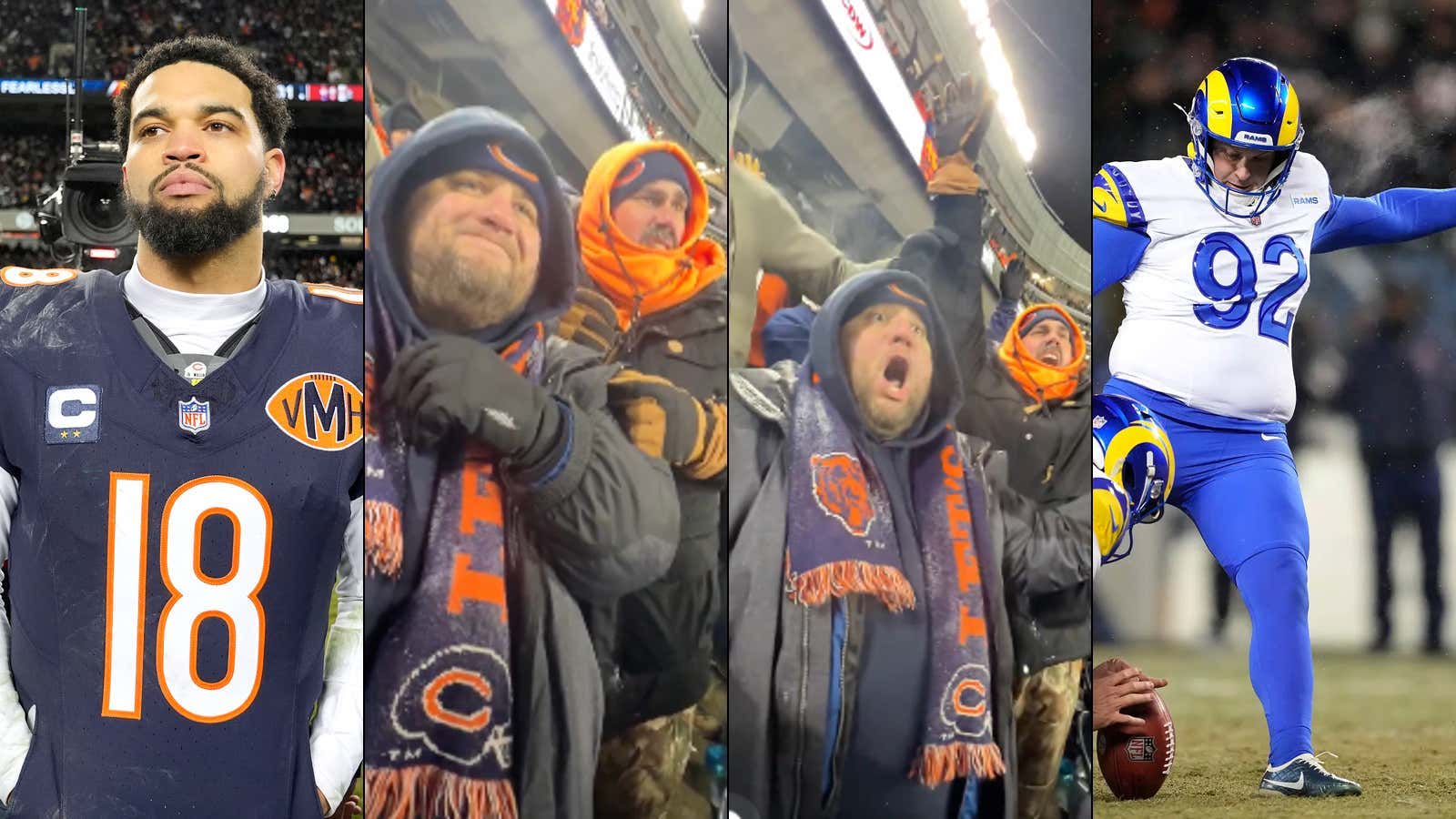 WATCH: Bears QB1 Caleb Wiliams Lasers A MIRACLE Fadeaway Hail Mary TD That Travels Over 50 Yards In The Air! (And Also Tossed A Pick In OT To Set Up A Game Winner For The Rams 245 lbs Thicker Kicker)