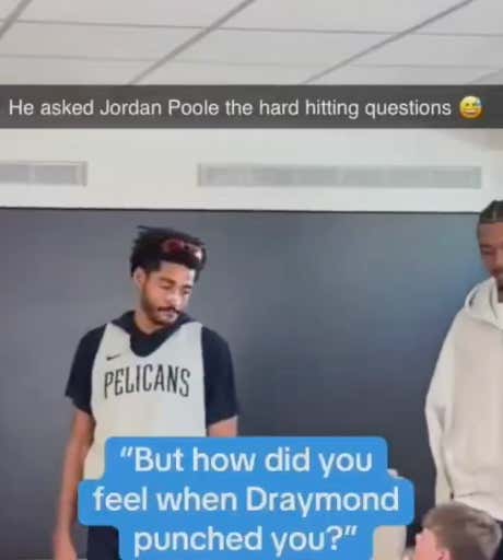 This Kid Who Met Jordan Poole And Asked Him The Hard-Hitting Question Of How It Felt To Be Punched By Draymond Deserves A Pulitzer