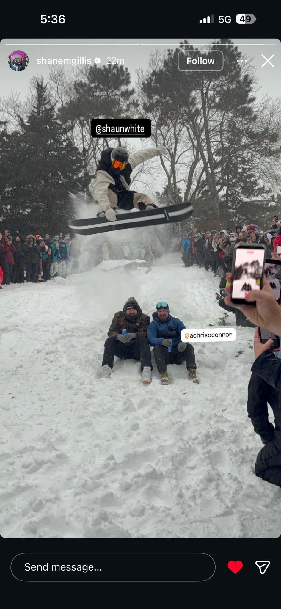 Shaun White Was Casually Hitting Jumps Over Shane Gillis In Central Park Yesterday During The Snowstorm In NYC