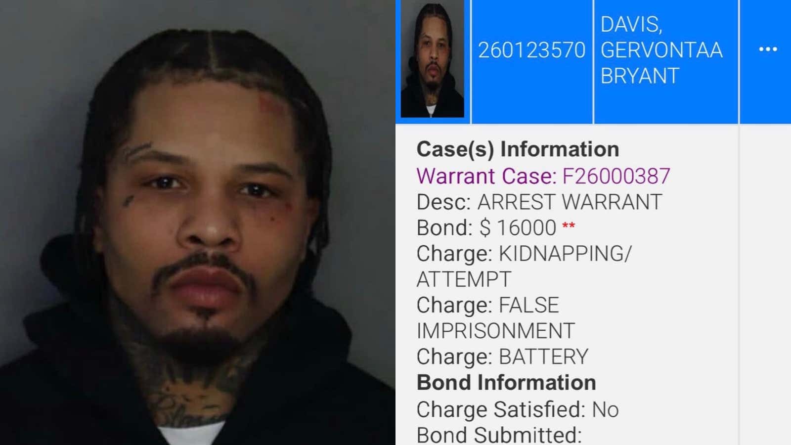Miami Police Have Arrested Gervonta Davis And Charged Him With Battery, Attempted Kidnapping, and False Imprisonment