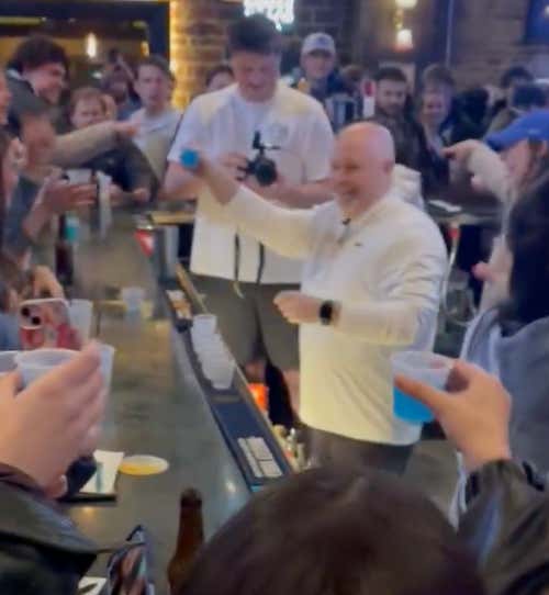 Solid Night: SLU Coach Josh Schertz Showed Up To A Bar After Destroying Dayton To Rip Shots, Pour Drinks And Let Fans Rub His Bald Head