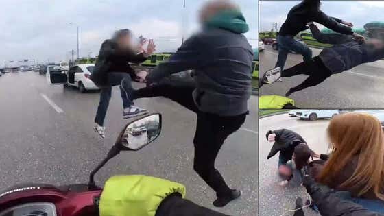 WATCH: Fist Fight On Foreign Highway Begins With TWO Flying Kicks Until ...