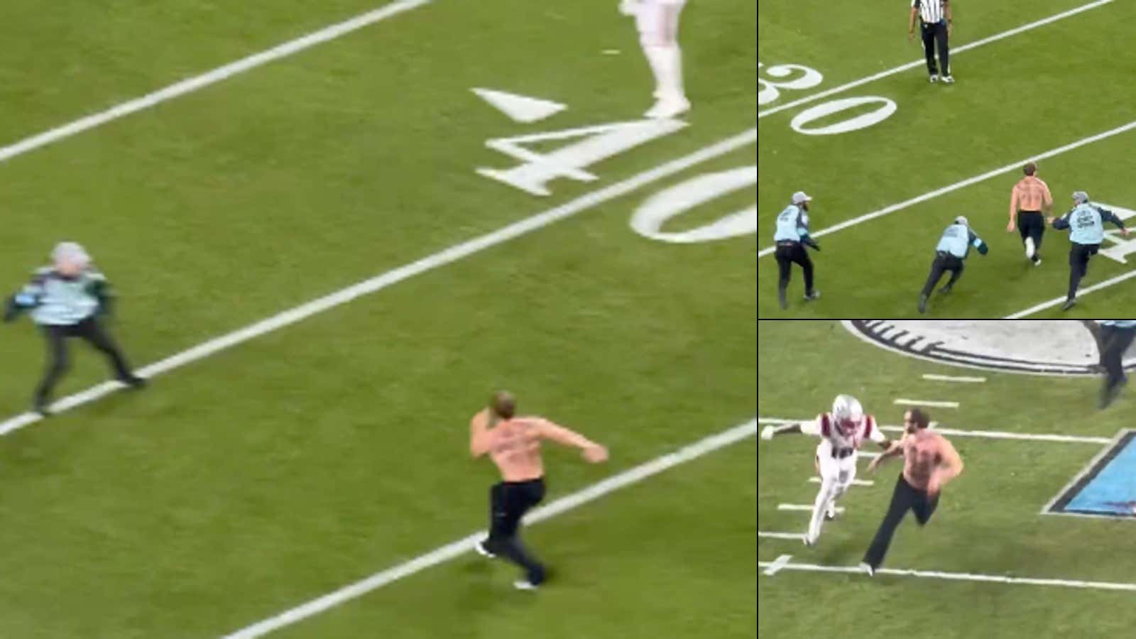 WATCH: NFL Streaker Gets Sacked By 8 Security Guards With Help From Patriots WR Kyle Williams