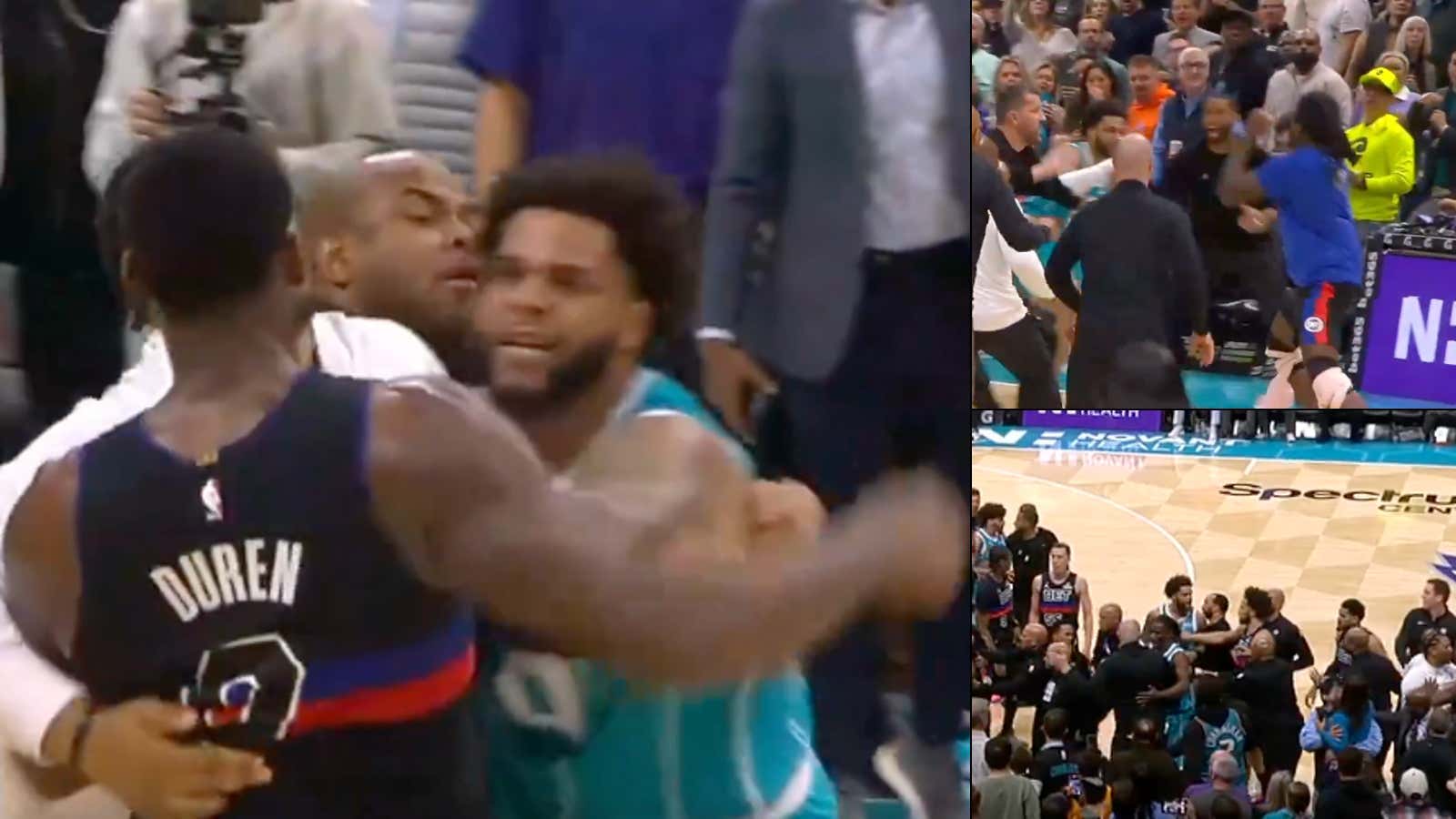 A Massive Brawl Broke Out In The Hornets/Pistons Game Involving Several Players Leading To Multiple Ejections