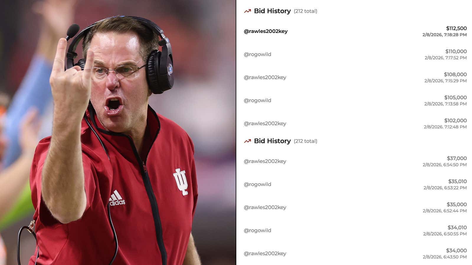 Curt Cignetti Shatters Another Record, This Time For "Most Expensive Coach's Headset Sold at Auction"