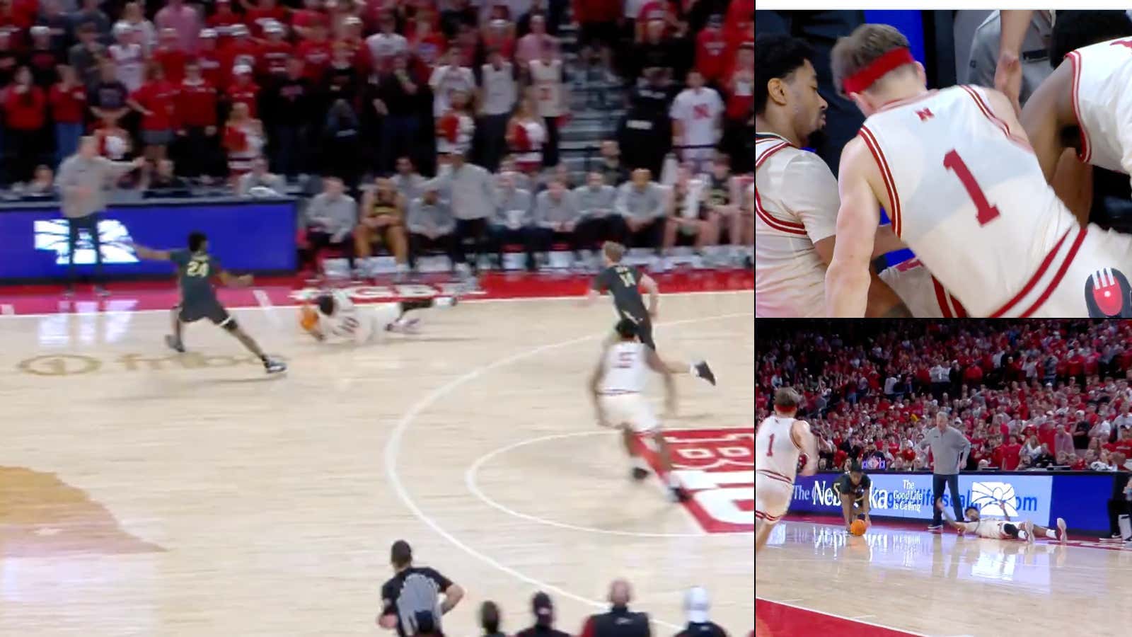 This Video Of A Fan Apparently Throwing A Drink On The Court Is The Newest Theory Of What Caused Jamarques Lawrence To Slip, Nebraska To Lose Last Night