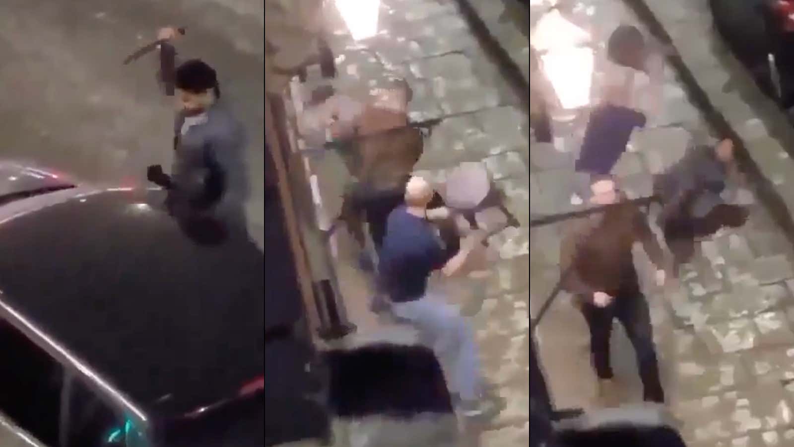 WATCH: Pub Fight With Machete Wielding Thief VS. Soccer Fans Ends SWIFTLY Thanks To A Quick Bottle & Stool To The Head From The Hooligans