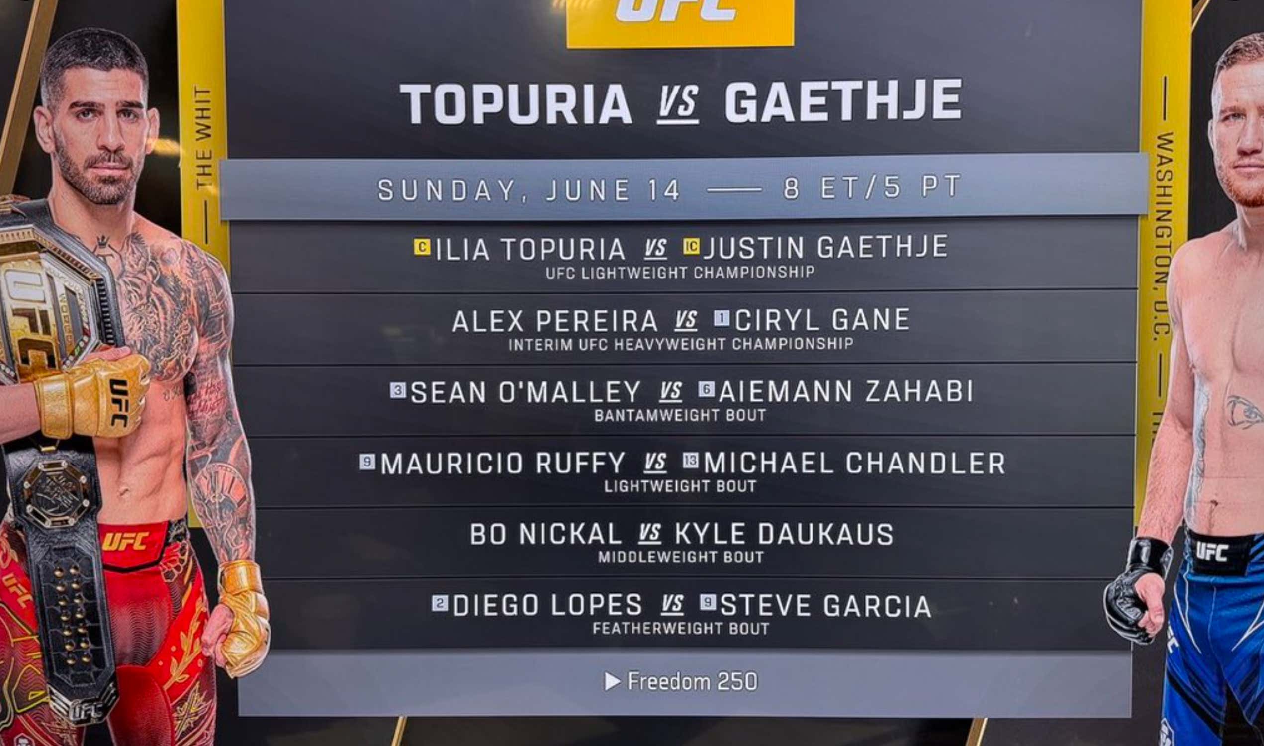 The UFC White House Card Is Here, Headlined By Ilia Topuria vs Justin Gaethje