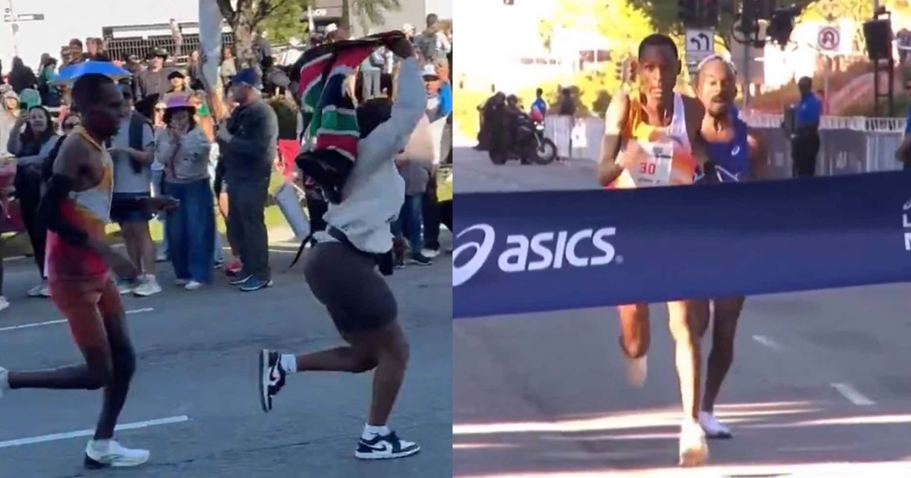 Photo Finish – United States' Nathan Martin Came From Behind To Win Los Angeles Marathon By 0.01 Seconds (After Kenyan Runner Was Led Off Course By Enthusiastic Fan)