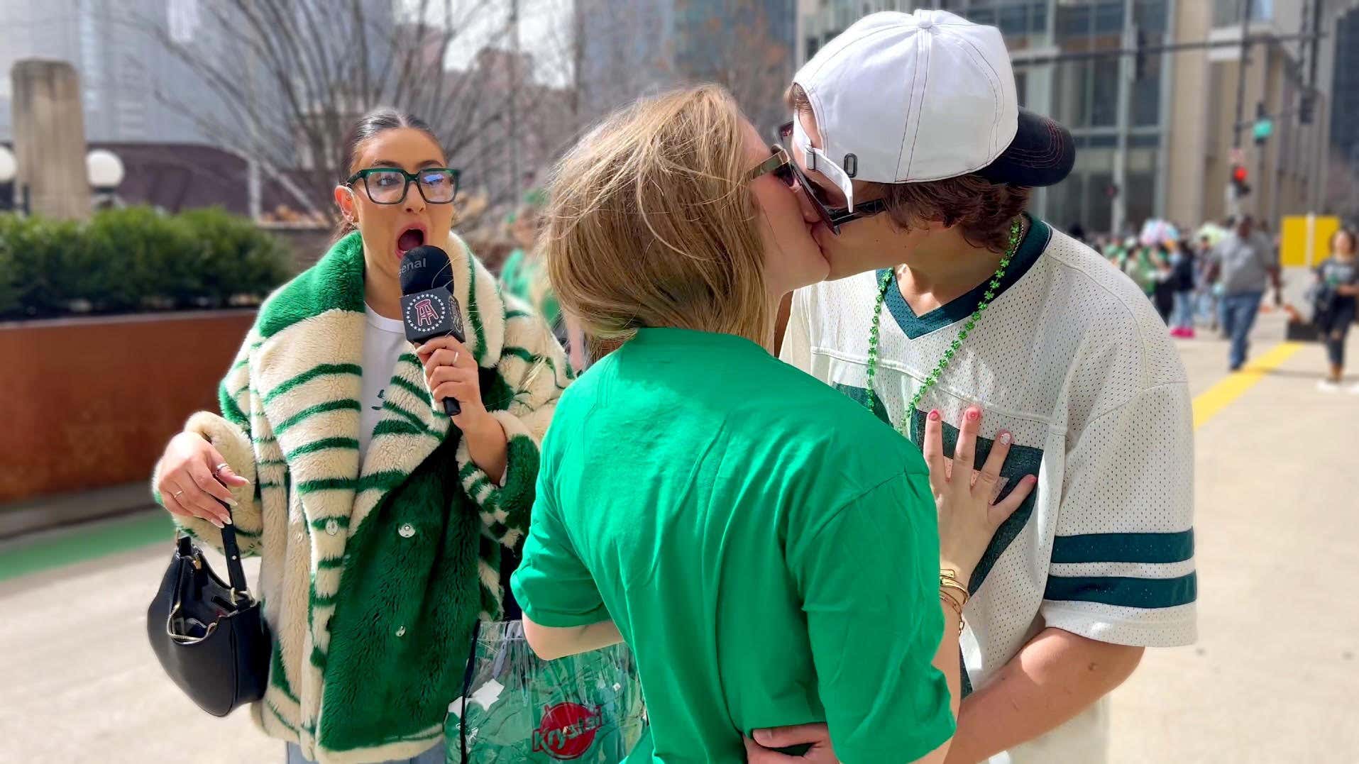 Daring Strangers To Kiss For St.Paddy’s Day!