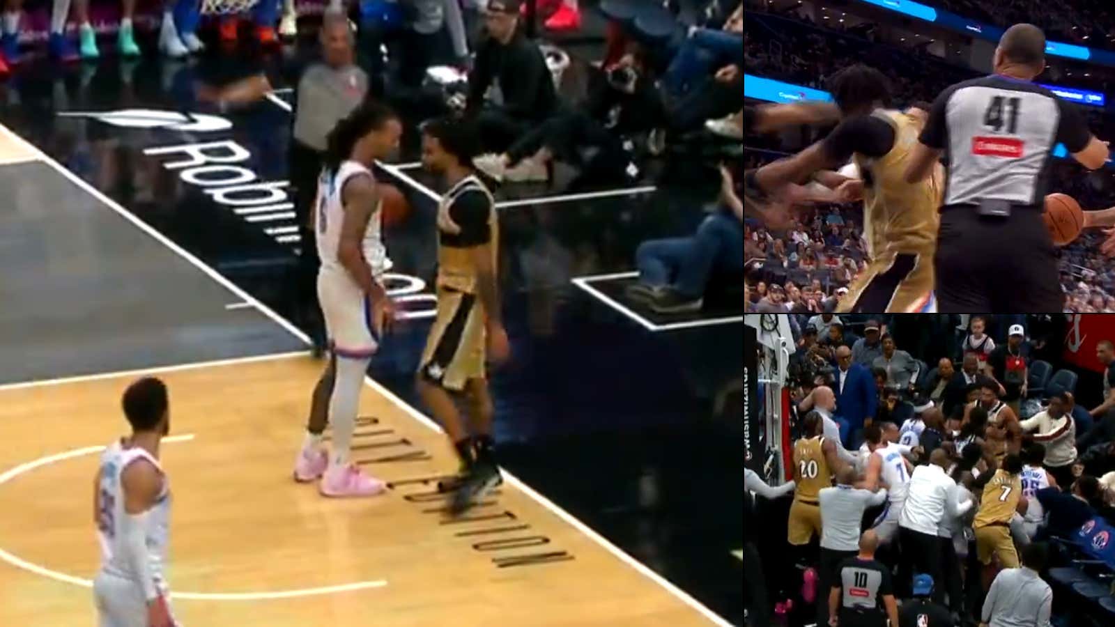 A Fight Broke Out Between The Thunder And Wizards That Spilled Into The Crowd And Ended With 4 Players Getting Ejected