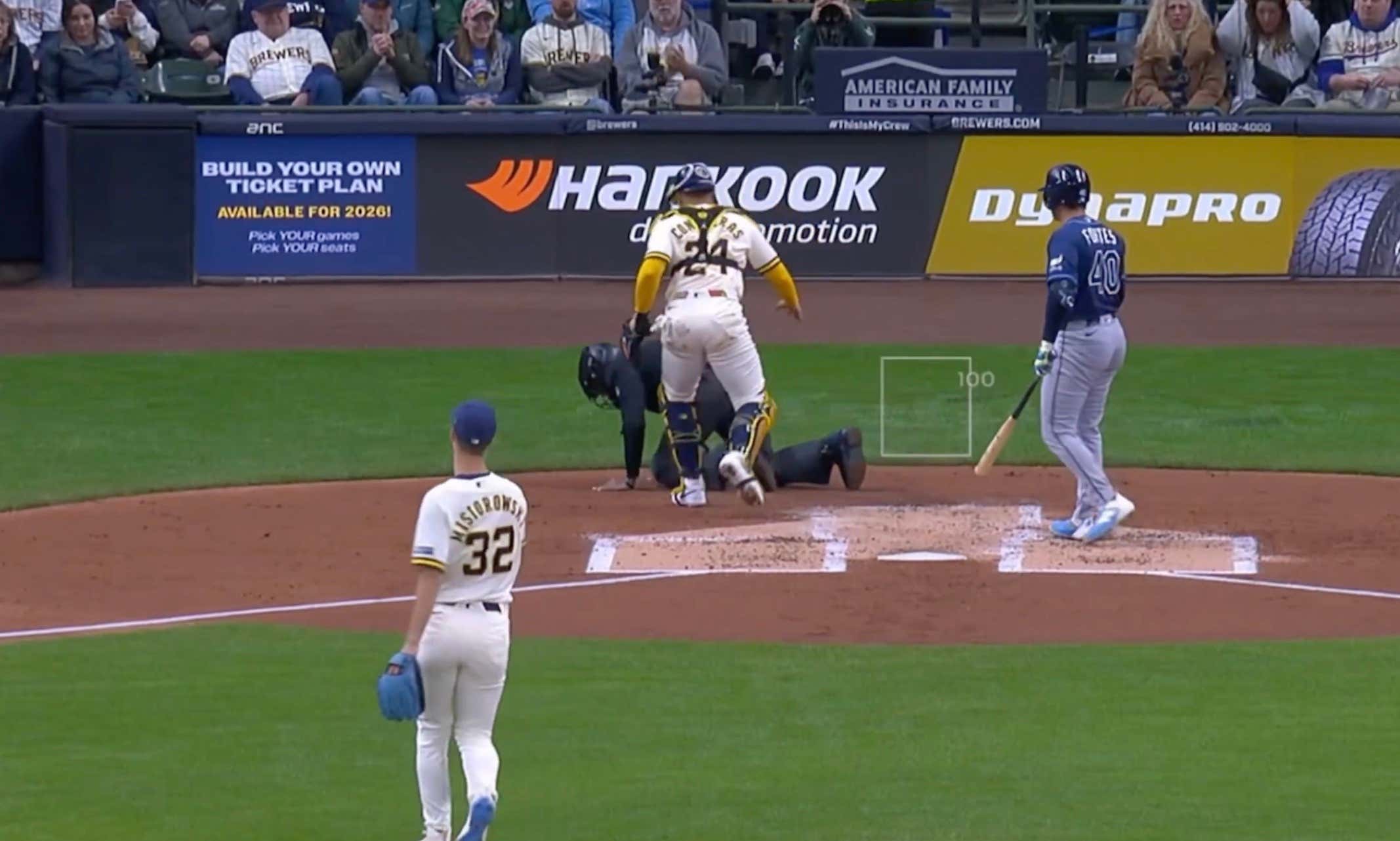 C.B. Bucknor's Week From Hell Continued Yesterday As He Was Forced To Leave The Game With Injury After Being Smoked In The Face By A Tipped Fastball