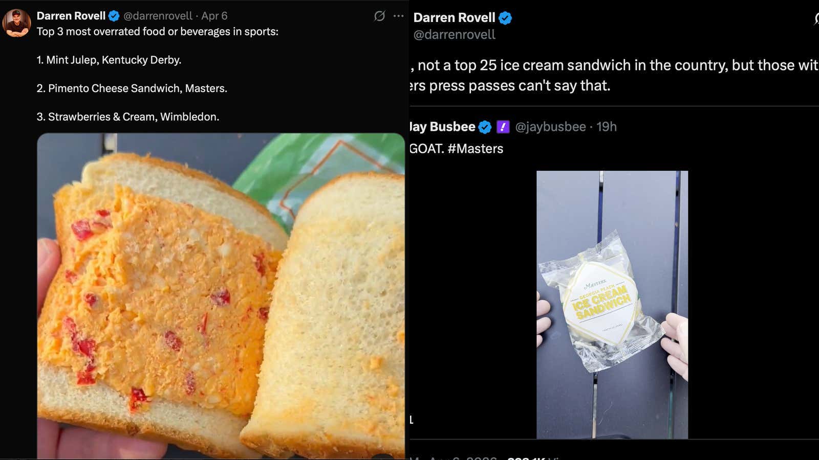 Darren Rovell Is Spending His Masters Week Shitting on the Augusta National Food Everyone Else Loves