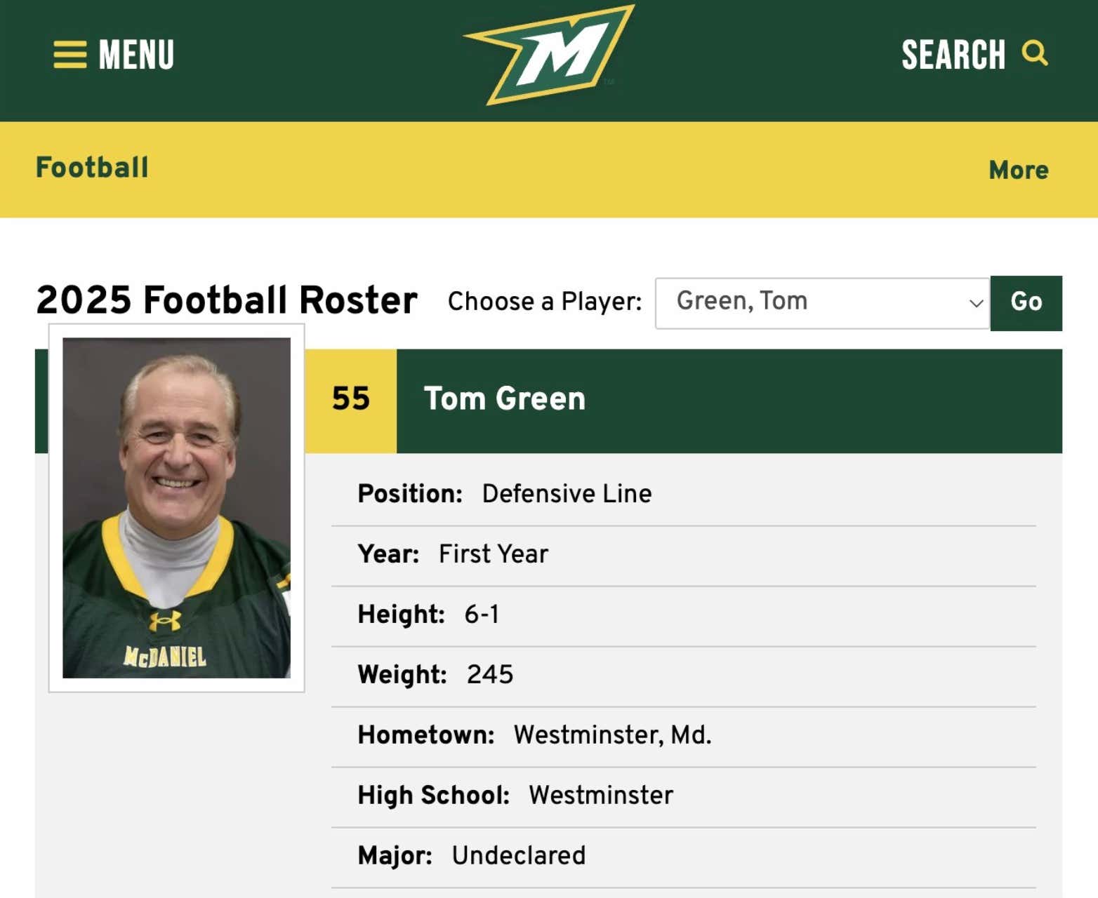 60-Year Old Cancer Survivor Tom Green is Attempting to Become The Oldest College Football Player in The Country