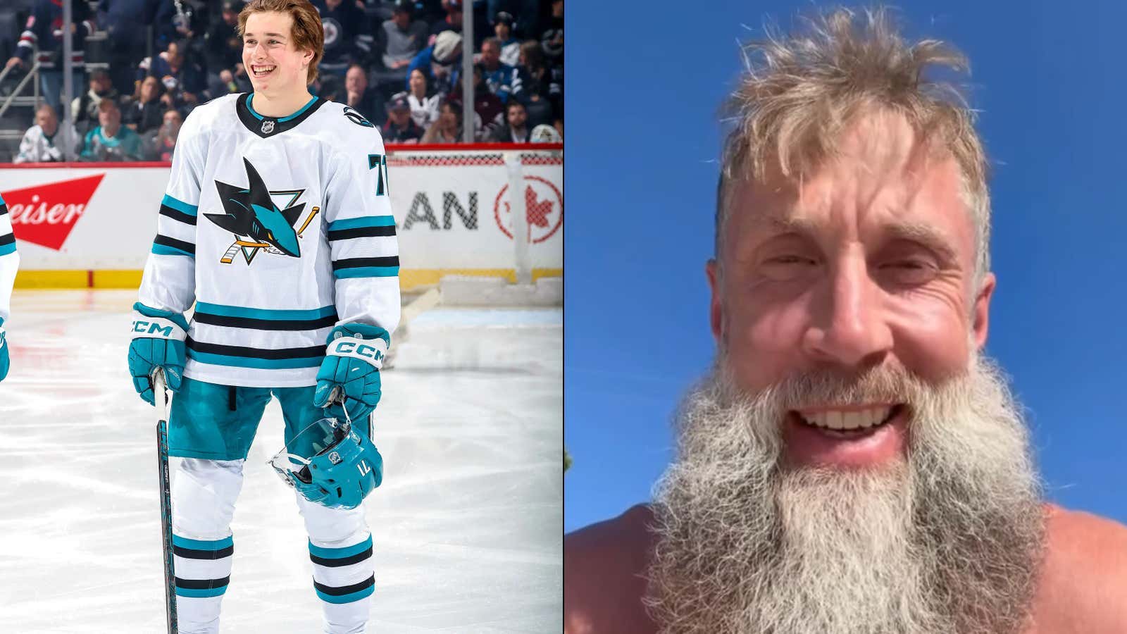 Macklin Celebrini Set The Sharks Franchise Record For Most Points In A Season, And Got The Best Gift Any Guy Could Ask For--A Shirtless Video From Joe Thornton