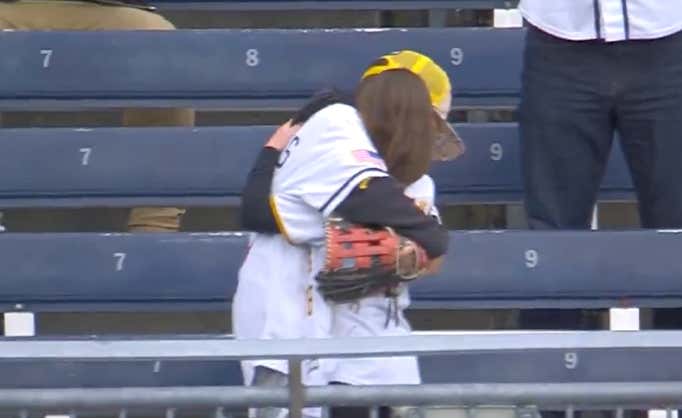 The Heartwarming Moment Of The Weekend Came From Jake Mangum Tossing A Ball To A Young Fan So He Could Give It To His Younger Sister
