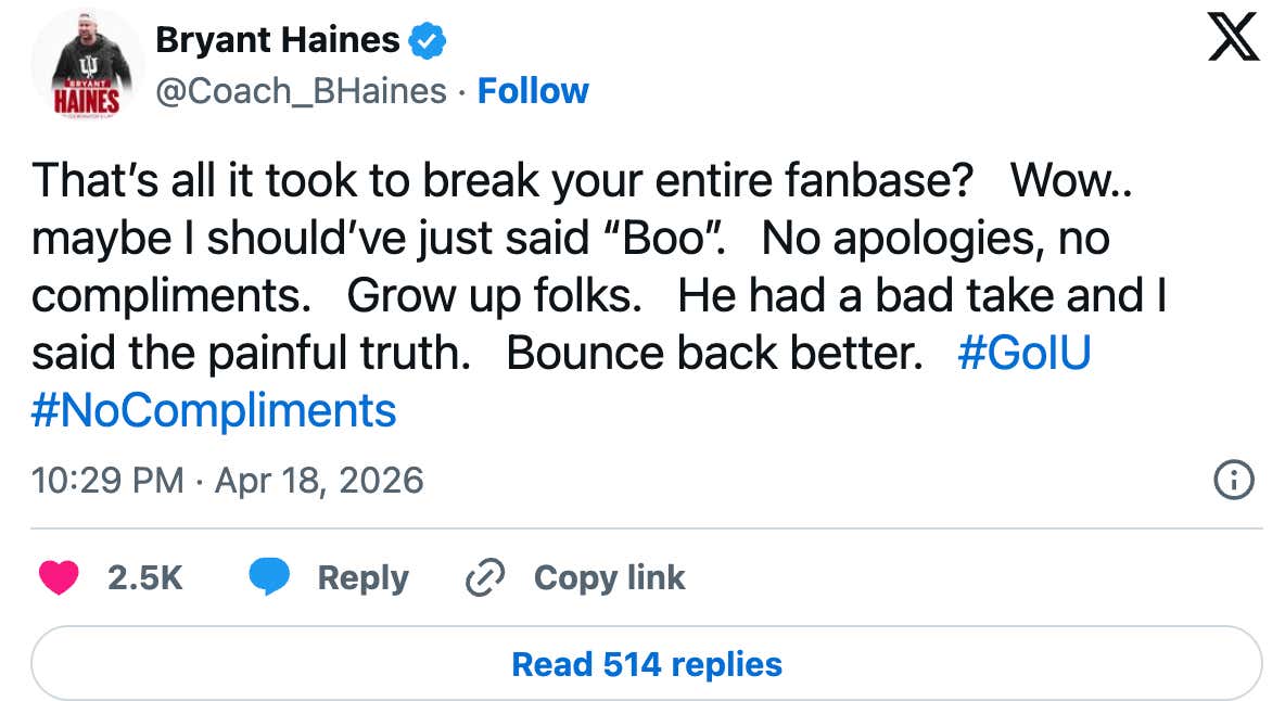 "That's All It Took To Break Your Entire Fanbase?" - Indiana DC Bryant Haines To Alabama Football Fans After Ty Simpson Claimed He Knew Everything Indiana's Defense Was Doing in The Rose Bowl He Lost 38-3