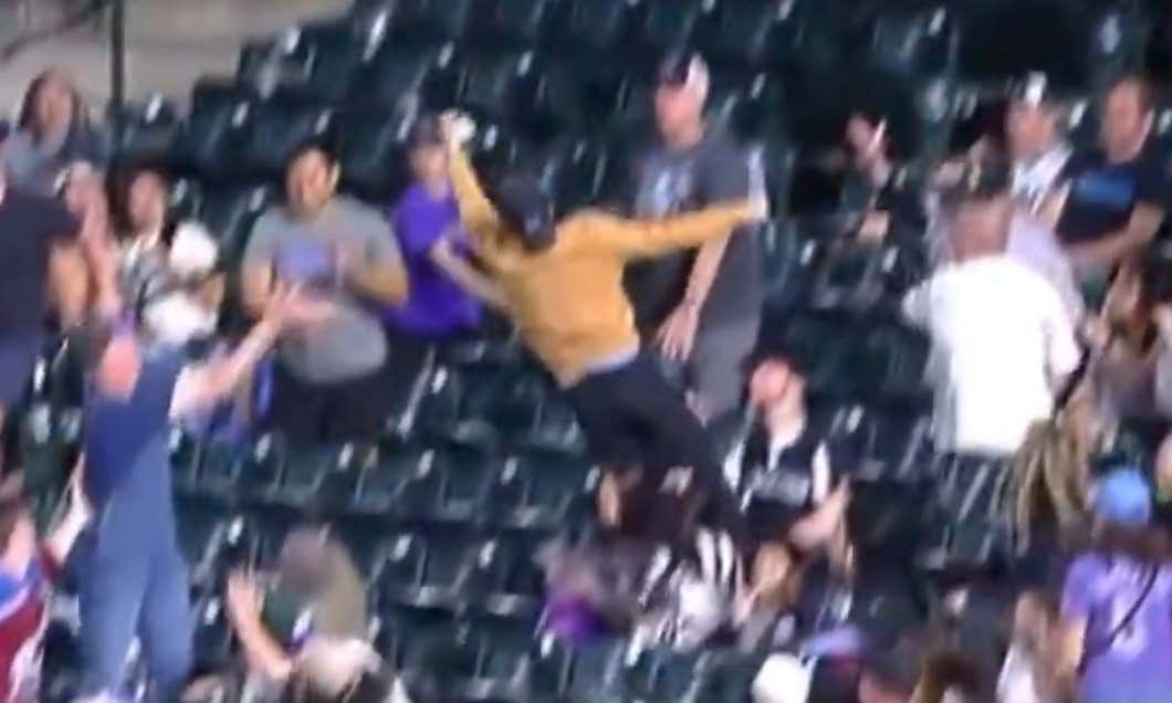 Colorado Rockies Fan Sacrifices Body (Not Beer) In Early Contender For Foul Ball Catch Of The Year