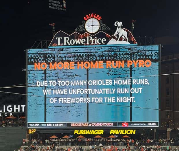 The Orioles Hit So Many Homeruns Against The Pathetic Red Sox Friday Night That They Ran Out Of Fireworks At Camden Yards
