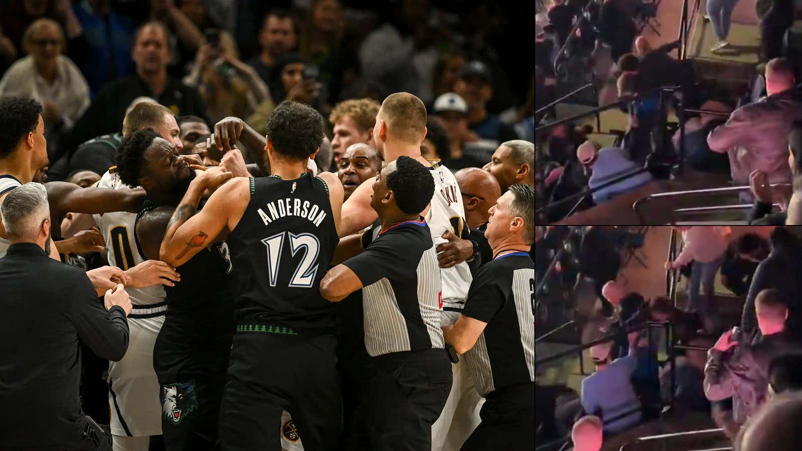 FIGHT NIGHT: Fans Started Beating The Shit Out Of Each Other In The Stands Right As Nikola Jokic Tried Scrapping With Jaden McDaniels