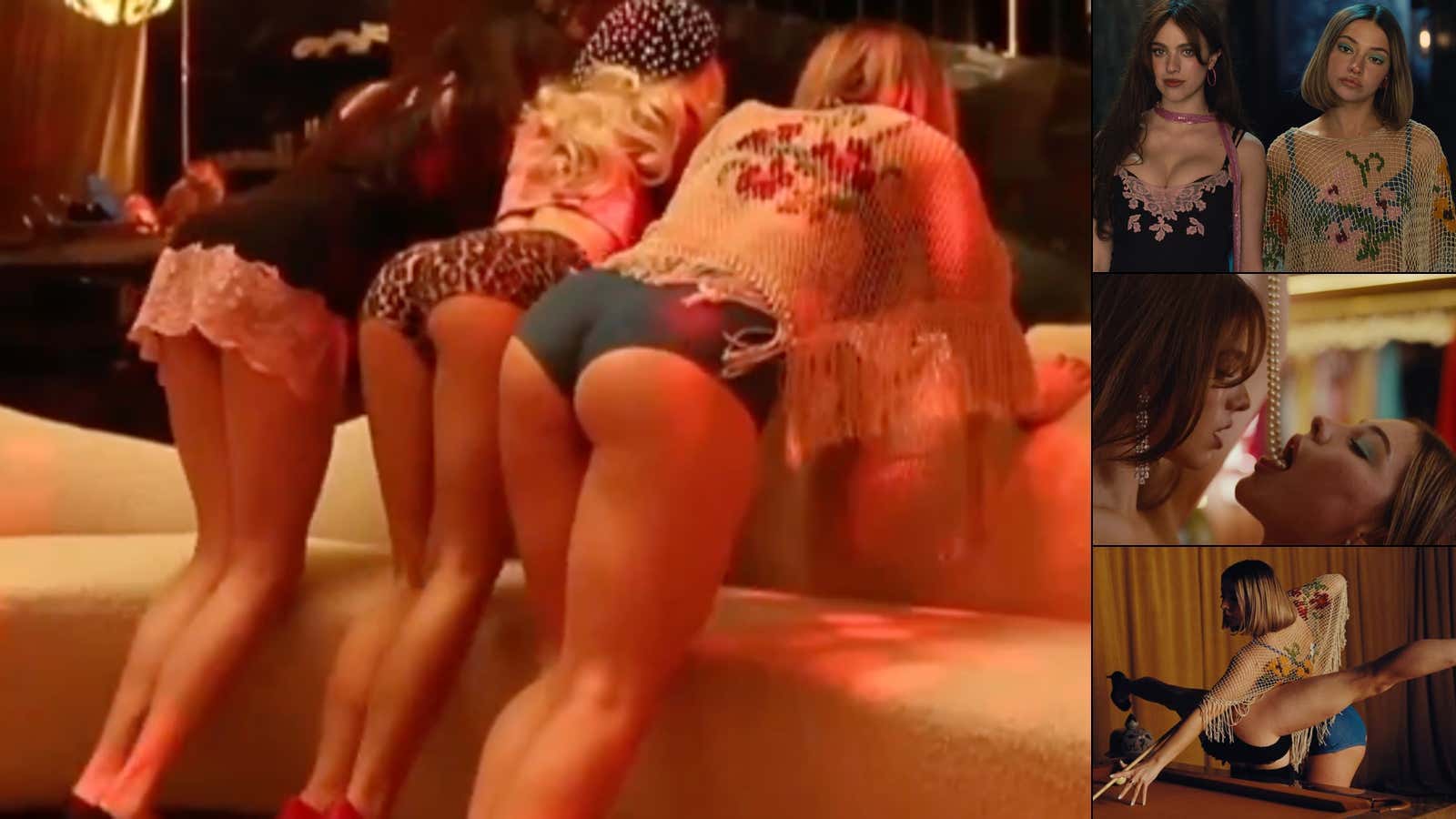 WATCH: Margaret Qualley & Madelyn Cline Shared Some Cheeky BTS  Moments From Their Lingerie Laden Music Video With Sabrina Carpenter