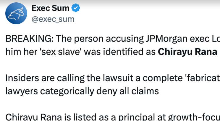UPDATE! JP Morgan Doubles Down Defending Woman Who Was Accused Of Making Employee Sex Slave After (alleged) Accuser Gets Outed As 35-Year-Old Dude