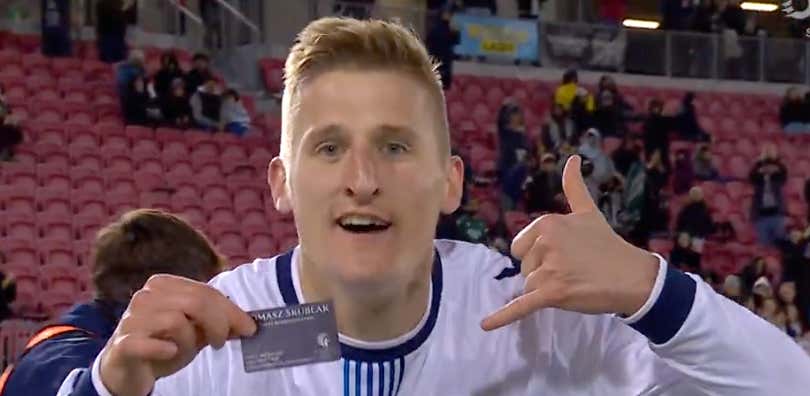 Always Be Closing: Guy Scores In Canada's Premier League, Celebrates By Pulling His Real Estate Business Card Out Of His Sock For The Cameras