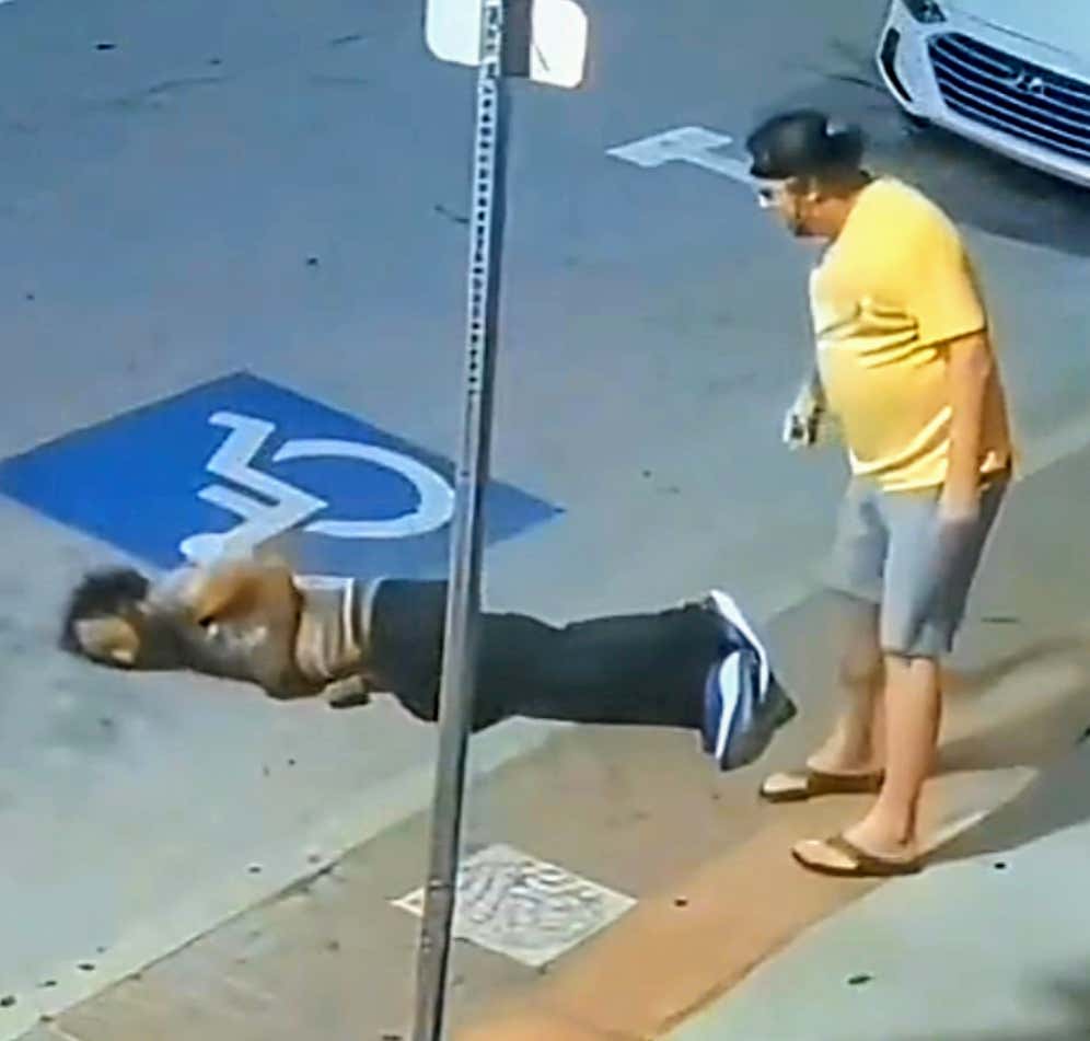 This Crazy Homeless Guy (Presumably) Picked The Wrong Man to Charge at Full Speed