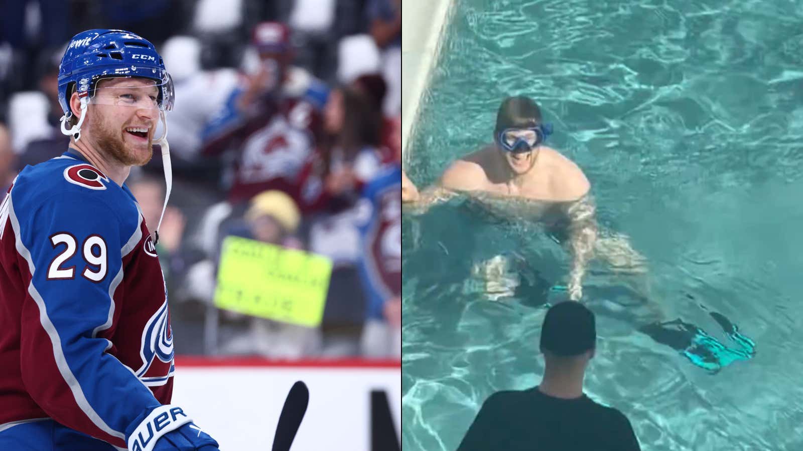 Nobody Loves To Rip A Few Laps In The Hotel Pool Like Nathan MacKinnon, Who Brings His Own Goggles And Flippers On The Road