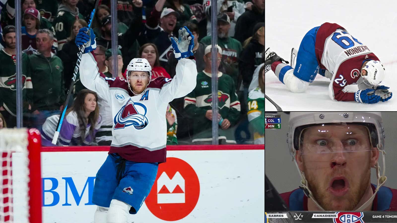 Off The Floor, On The Board: Nathan MacKinnon Delivered The Empty Net Dagger To Win Game 4 After Getting Obliterated In The Face By A Puck