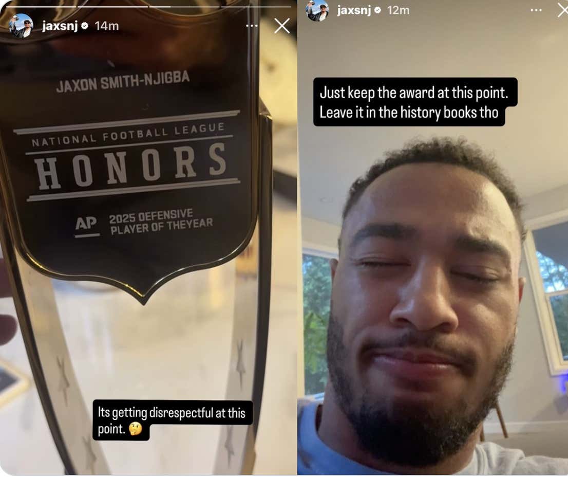 'It's Getting Disrespectful' - JSN Is Tired Of The Bullshit This Offseason After The NFL Sent Him The Wrong Trophy For Winning OPOY