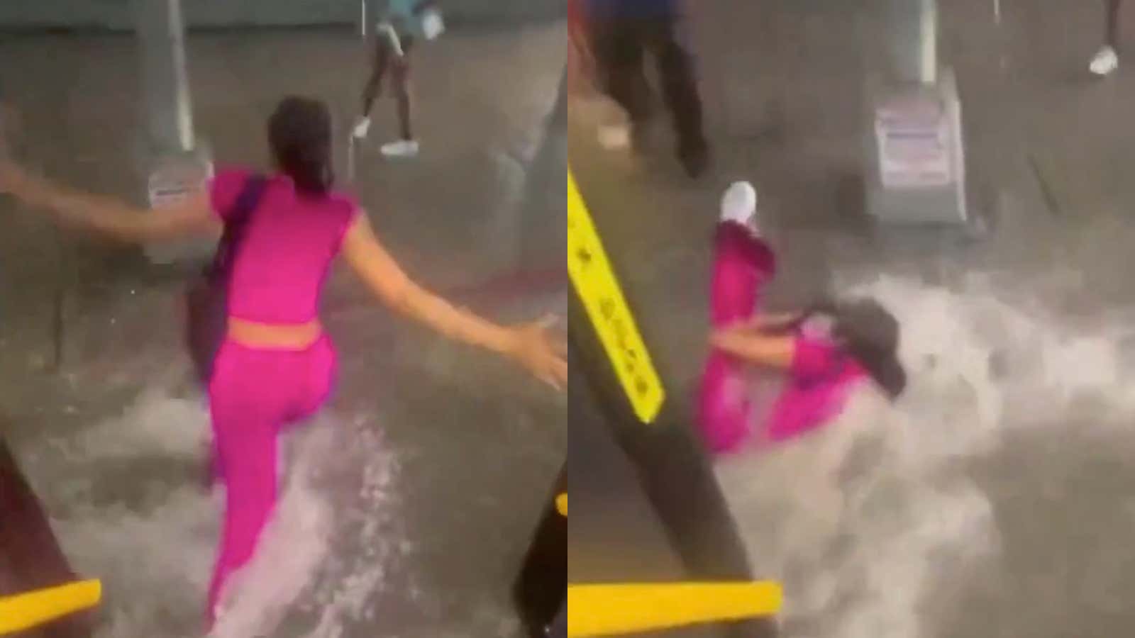 New York City Flooded So Bad This Woman Literally Got Swept Down The Street After Stepping Off The Bus