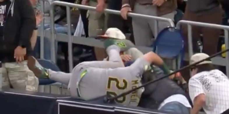 Shoutout To This Old Man Who Took A Jeff McNeil Cleat Right To The Face And Didn't Even Get Up From His Seat