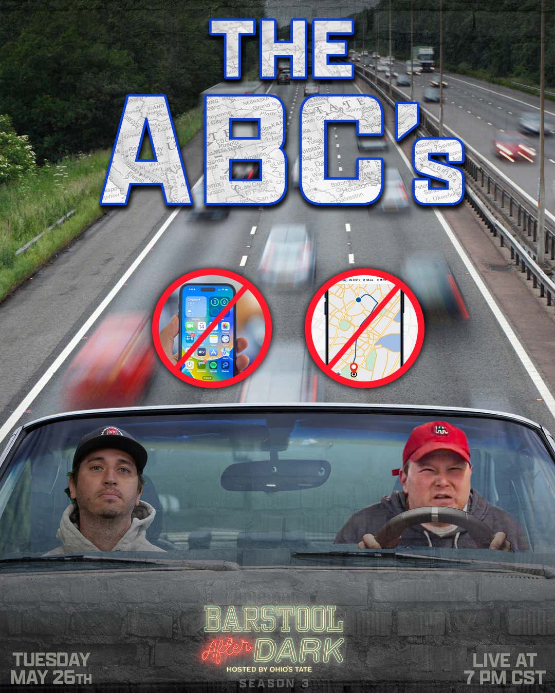 Tomorrow On Barstool After Dark: Tate (Blindfolded) And Mintzy (Driving) Must Find A Business Starting With Each Letter Of The Alphabet, In Order