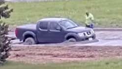 Karma Is Undefeated - Driver Moves A Road Barrier And Ends Up Stuck In Wet Concrete