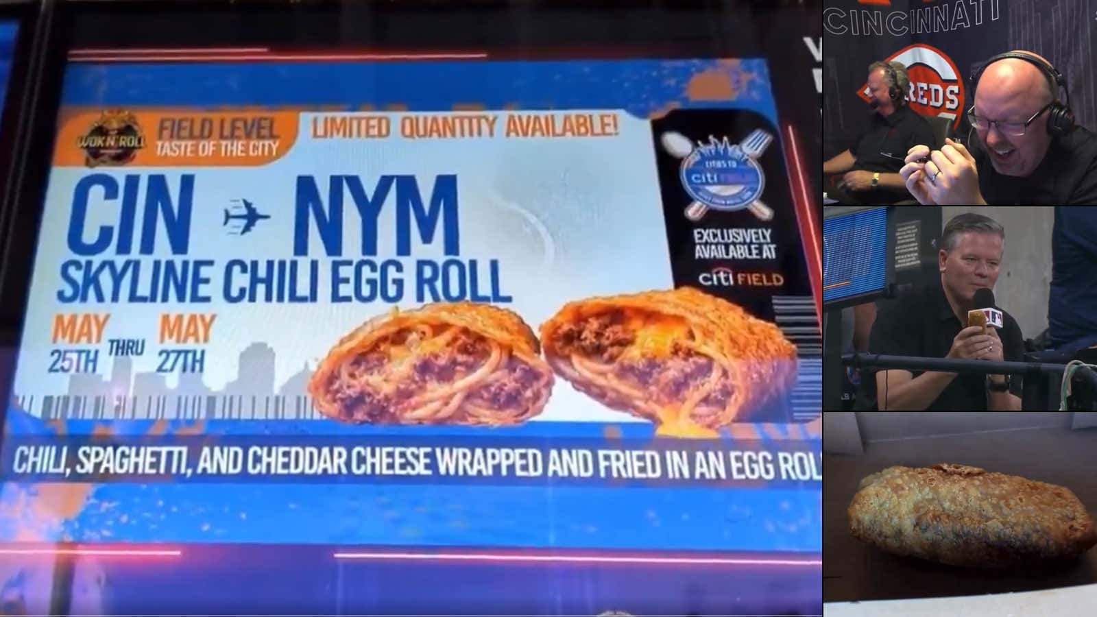 "The Lowest Point of My Career" – Cincinnati Reds Broadcast Team Could Not Stop Laughing at Citi Field's INSULTING Attempt at The Skyline Chili Egg Roll