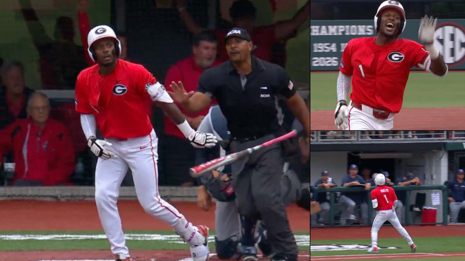 Thank God For These College Baseball Umps Who Ejected Georgia Star Third Baseman Tre Phelps For Celebrating His Massive Home Run Against Liberty