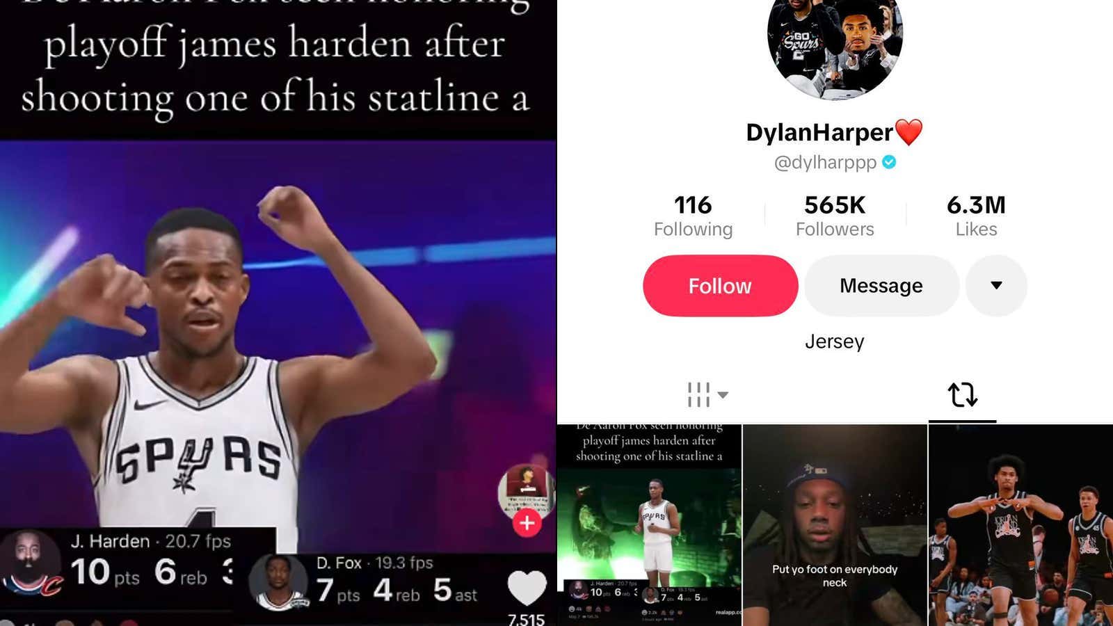 It's Probably Not The Best Look That Dylan Harper Reposted A TikTok About De'Aaron Fox Being Garbage And Compared Him To Playoff James Harden