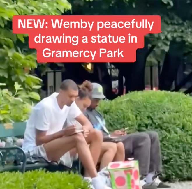 Wemby Drawing A Statue In A NYC Park Without A Care In The World Is A Tough Look Down 0-2