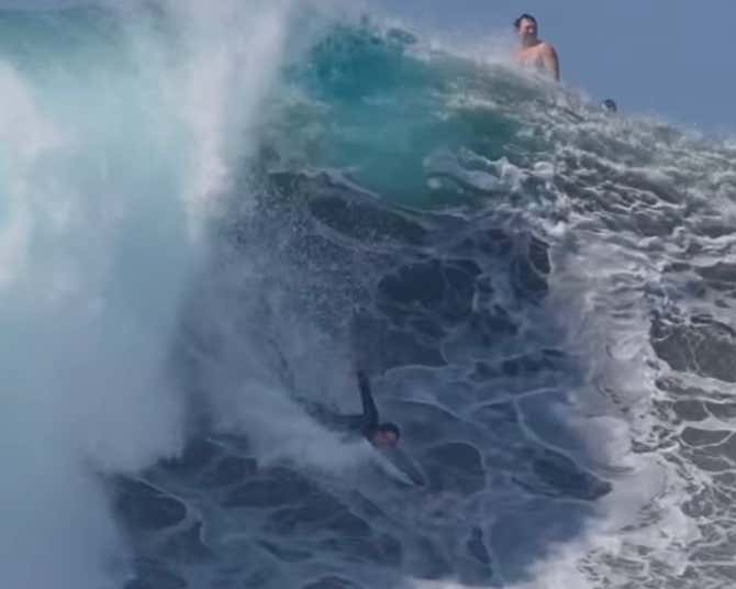 Nobody Has a Bigger Set of Balls Heading Into the Summer Than This Fella Bodysurfing at The Wedge in Southern California