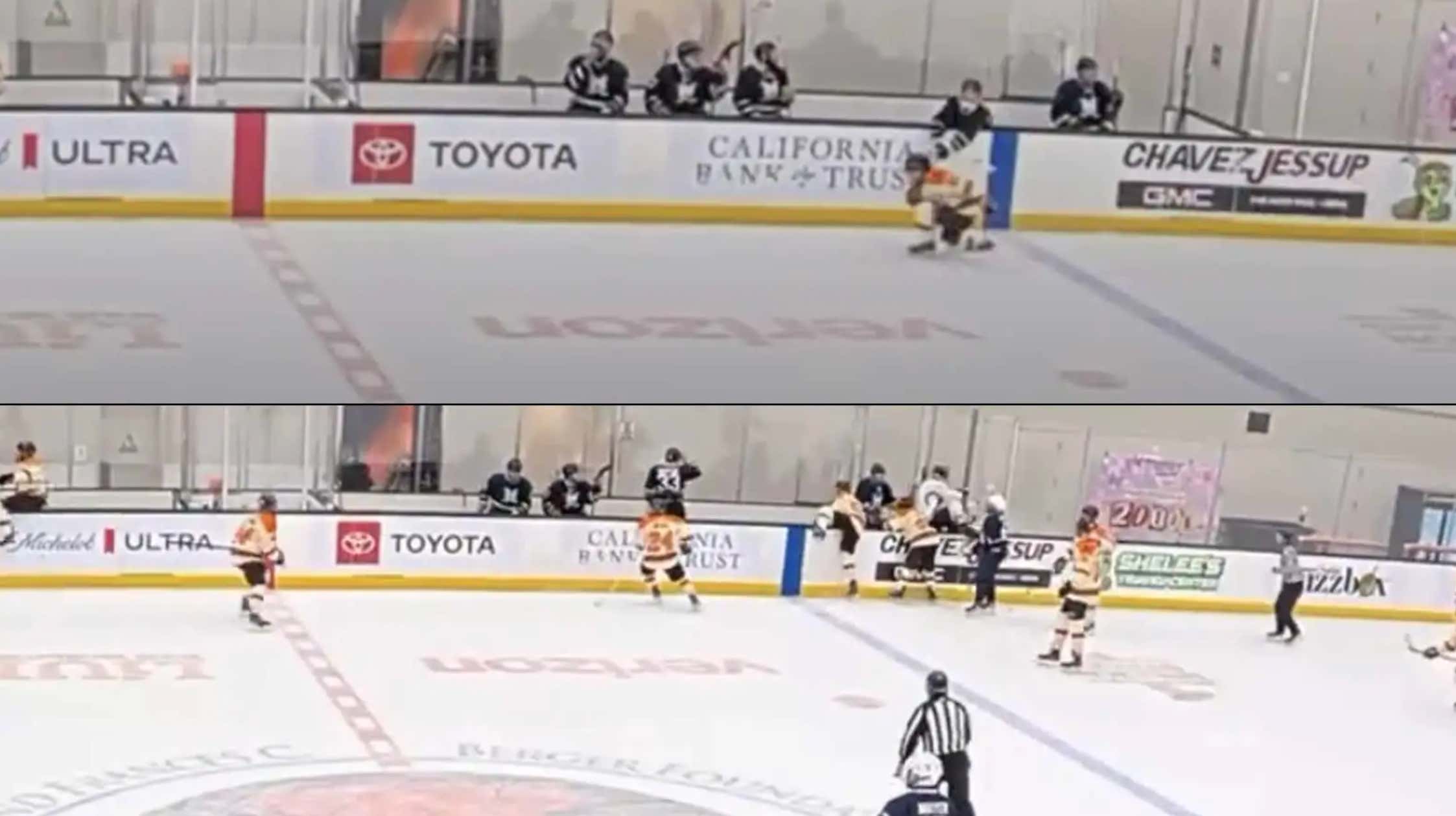 Must Watch: Entire Beer League Hockey Team Chases Opposing Player Off The Ice After Slashing Dude In The Head