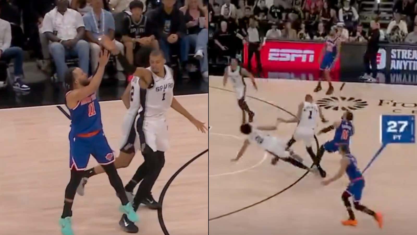 Victor Wembanyama Once Again Pulls Off A Bullshit Cheap Shot And The Refs Let Him Get Away With It Since He's The Most Coddled Athlete In The World