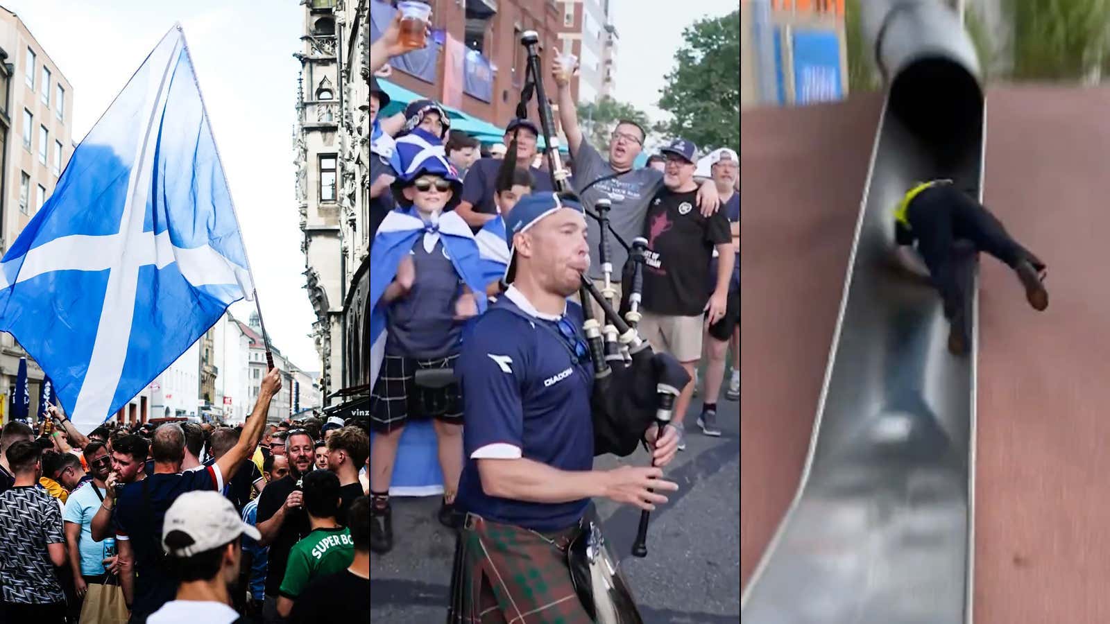 Scottish Fans Found The Viral "Cop Slide" In Boston & Recreated It With Bagpipes, And The Other Clips Of Their Tartan Army FULLY Taking Over Massachusetts Would Make William Wallace Proud