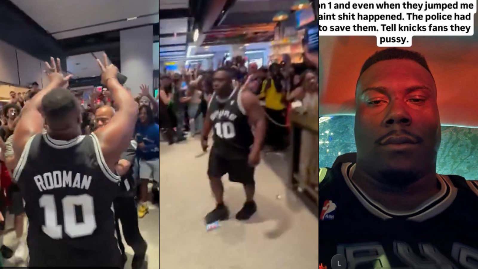 UPDATE: "The Spurs Final Boss" Is NOT A Spurs Fan, Just A Dude From Philly Who Wanted ALL The Smoke And We Got The Skycam View Of His 1v500 Brawl To Prove It "Tell Knicks Fans They Pussy"
