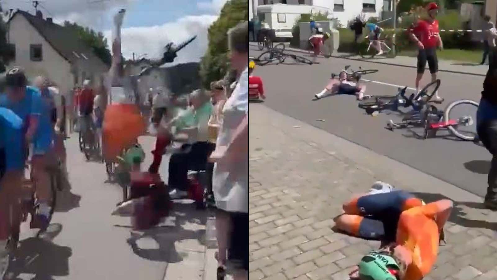 Dipshit of the Week: Old Person on a Motorized Scooter Causes a Massive Crash at Cycling Event After Deciding it was the Perfect Time to Dart Into the Middle of the Road