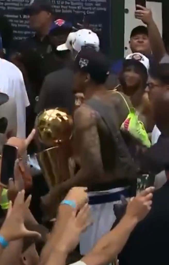 Early Candidate For Parade MVP Is Jeremy Sochan Showing Up Shirtless And Holding The Larry O’Brien Trophy