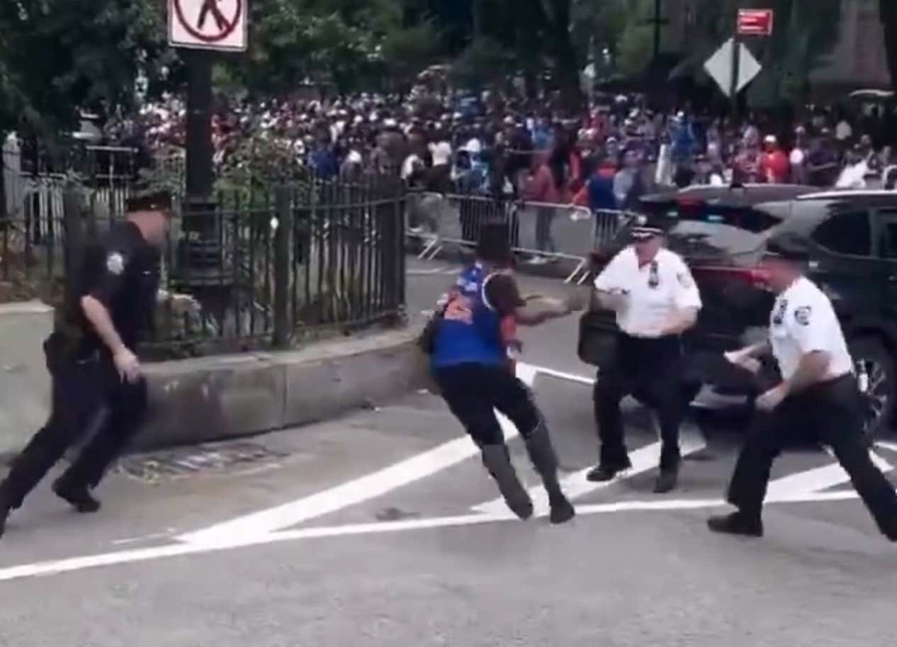 I Hope This Knicks Fan Running From The Cops Made a Clean Getaway