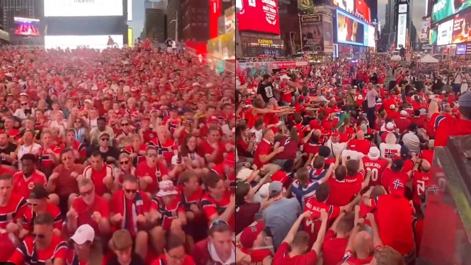 Incredibly Jealous Seeing What Looks Like All Of Norway Taking Over Times Square And Break Out Their Iconic Row