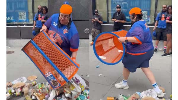 A Great Year for JP Morgan Continues as the Knicks Fan Who Went Viral for Dumping Out a Trash Can is a Company Execute. Make That, WAS.